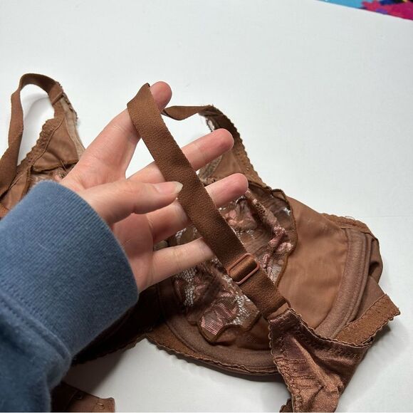 Brown Lace Underwire Bra 36C Adjustable Straps - Picture 5 of 7